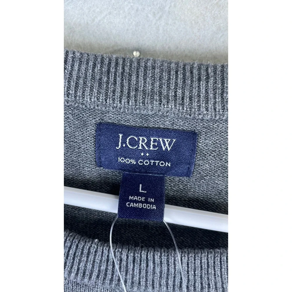 J.Crew Sweater Mens Large Gray NWT Striped Cotton Crewneck BJ395